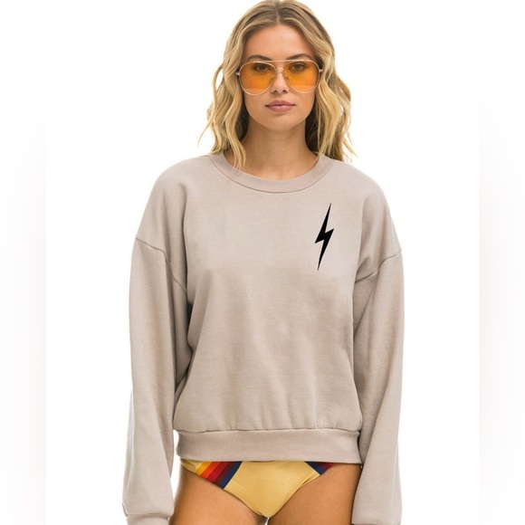 Aviator Nation Bolt Stitch Crew Sweatshirt RELAXED Fit - Picture 1 of 10